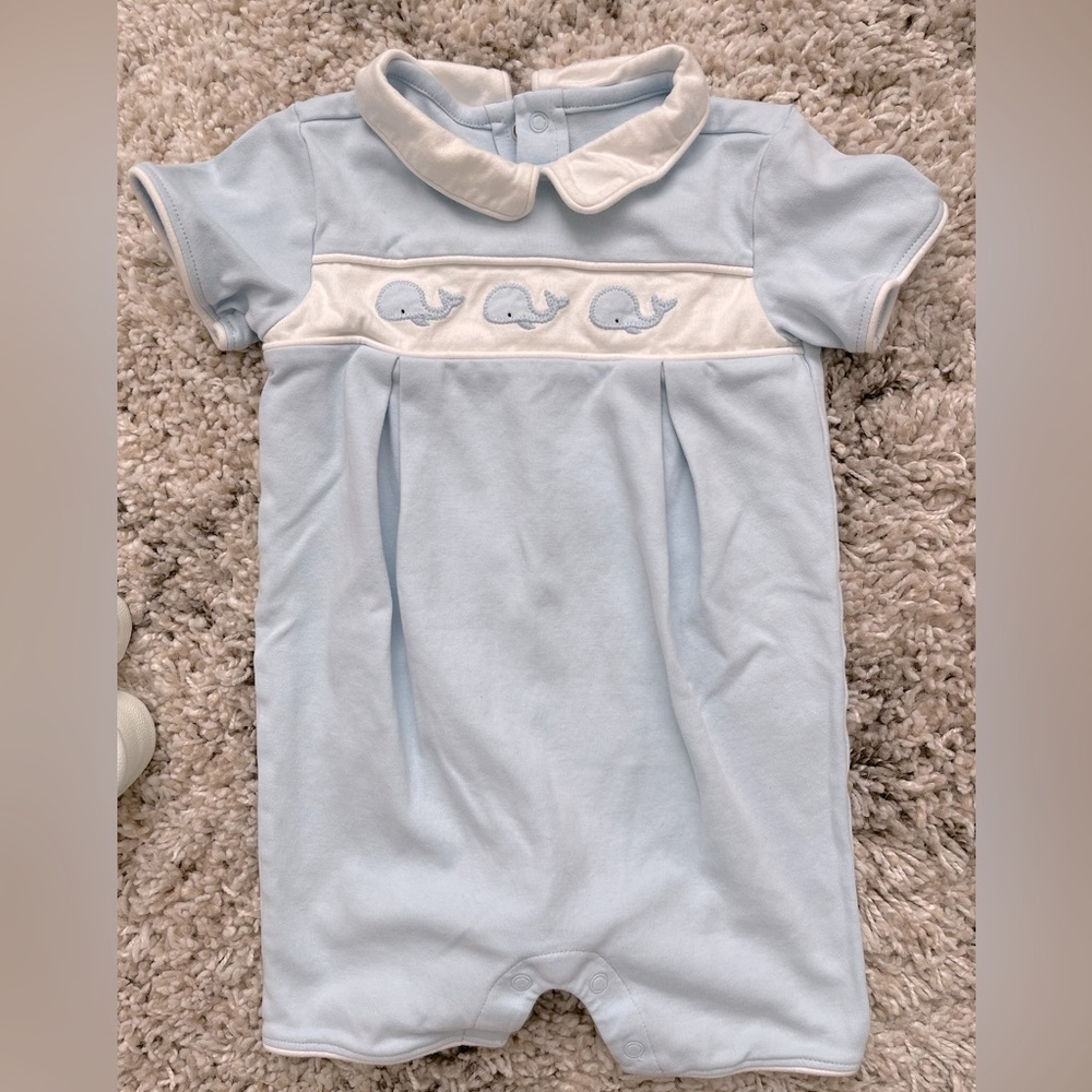 Janie and jack Baby Boy's Blue Smocked Romper